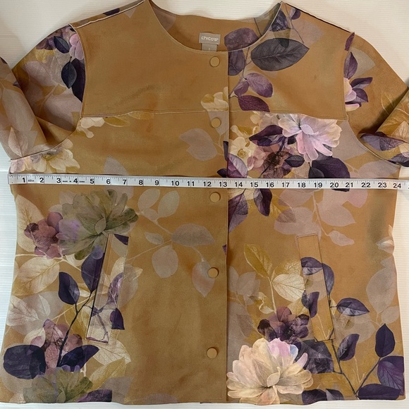 Chico’s Scuba Floral Print Faux Suede Jacket Size 3 US 16-18 - Picture 4 of 7